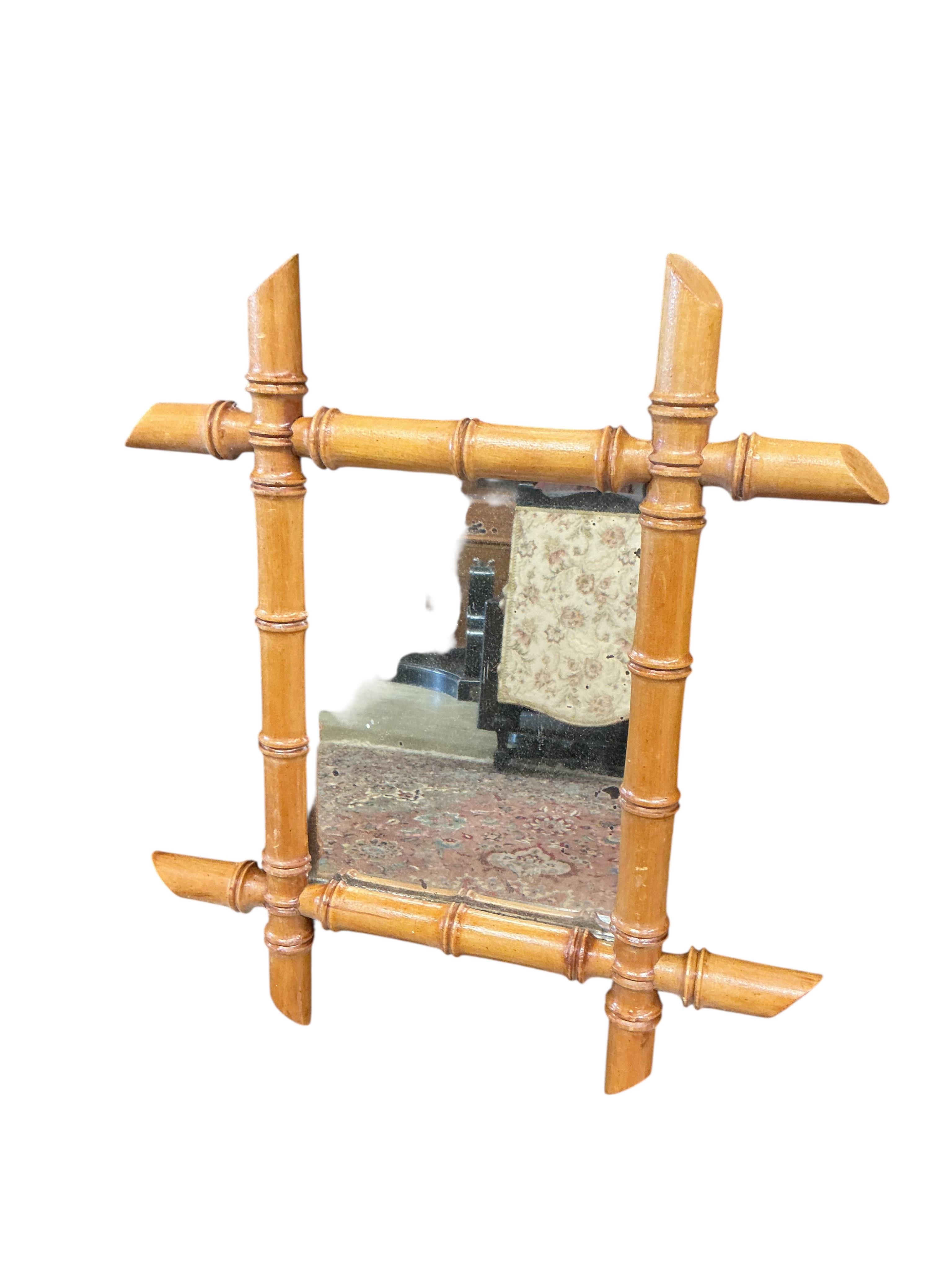 Three late 19th century French rectangular faux bamboo mirrors, largest height 40cm